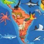 Puzzle tip rama harta lumii cu animale 30 piese